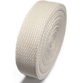 1 Inch Heavy Cotton Webbing 5.5~6 Yards Polyester Cotton Webbing Strap for Arts and DIY Crafts, Sewing Webbing Tote Canvas Bags Making Outdoor Accessories (Beige)