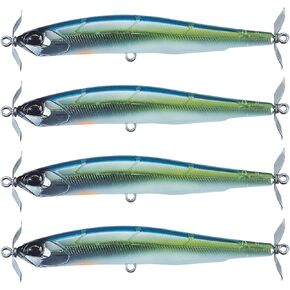 Realis Duo Realis Spybait 90mm/3.5": Pack of 4, Spinbait for Angler: Multi-Directional Actions Extended Casting Range Hard Body Spinbait Propbait Lifelike for Bass Trout Crappie Made in Japan