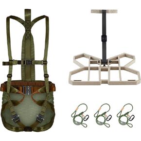 XOP Xtreme Outdoor Products Invader + Mondo نظام صيد سرج الشجرة الكامل - يتضمن منصة سرج شجرة Invader، وحزام سرج موندو وحقيبة حمل