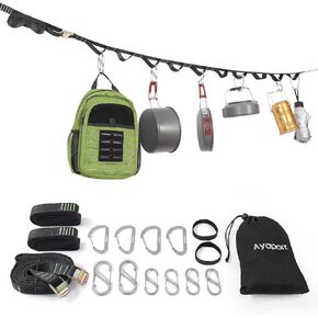 ayaport المخيم تخزين حزام خيمة التخييم الاشياء شجرة شنقا المنظم مع 10 السنانير و 20 حلقة، يجب أن يكون التخييم والعتاد المطبخ أرجوحة حزام الملحقات خيمة in Kuwait