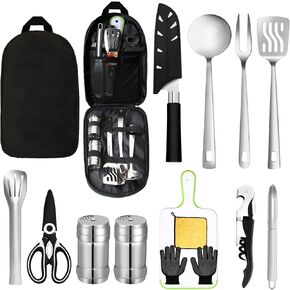 Camping Cooking Utensils Set - Camping Kitchen Equipment, Compact and Portable Camper Accessories, Perfect for Travel, Picnic, RV, Camping, BBQ, Party