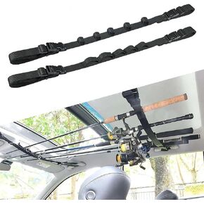 2-Pack Car Fishing Rod Holder, Fishing Pole Car Rack with 5 Rod Capacity, Horizontal Roof Rack Fishing Rod Holder for Vehicles Like SUVs, Trucks, Vans…