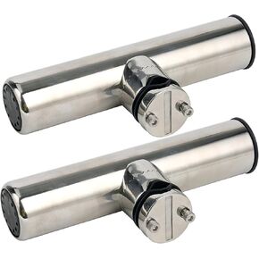 Amarine-made 2pcs Stainless Clamp on Fishing Rod Holder for Rails 7/8" to 1" (2Pcs: 7/8" to 1" & Mat)