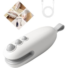 Mini Bag Sealer, 2 in 1 Chip Bag Sealer with Cutter, Rechargeable Bag Sealer Heat Seal, Portable Resealer Machine for Plastic Bags Food Storage Snacks Freshness (White,1pack)