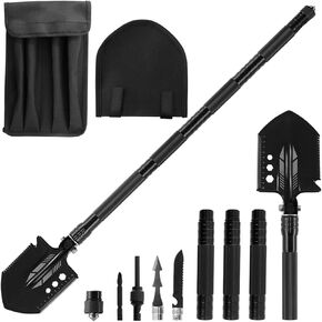 Camping Folding Shovel Survival Tool with Carrying Pouch Military Shovel Multitool for Car Emergency Camping Hiking Backpacking Fishing Gardening
