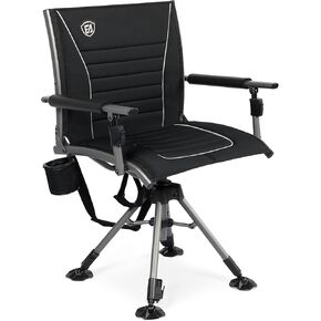 كرسي صيد دوار صامت 360 درجة من أي وقت مضى للستائر، مقاعد صيد قابلة للطي قابلة للتعديل مع مساند للذراعين للأنشطة الخارجية، صيد الأسماك، دعم 300 رطل in Kuwait