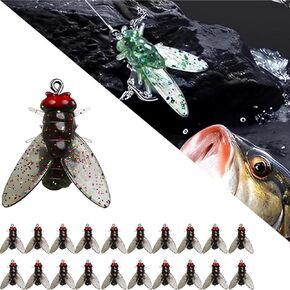 Bionic Fly Fishing Bait, 20Pcs Trout Jigs Swimbaits Dry Flies Bass Fly Fishing Lures Kit, Saltwater ＆ Freshwater Flies Spinner Swim Baits Fly Fishing Hook Panfish Lures Set
