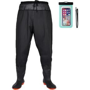 Fishing Waders with Boots, Nylon/PVC Waist Wader Pants Fishing Waders for Men Women, Waterproof Bootfoot Waders