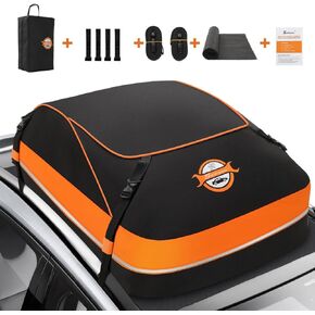 Sailnovo Rooftop Cargo Carrier Waterproof 20 Cubic Feet Car Roof Rack Cargo Carrier Roof Cargo Bag for All Cars with/Without Rack, Includes Anti-Slip Mat, 6 Door Hooks & Waterproof Curtain