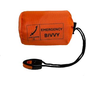 Emergency Bivvy Bag - Mylar Sleeping Bag, Space Blanket shelter, Reflects 90% Body Heat, Ripstop Carry Bag w/Whistle