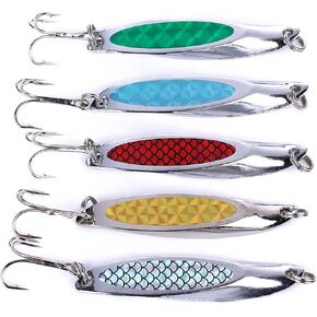 Fishing Spoons Lures for Trout Pike Walleye, Fishing Lures for Bass,Spoons Lures for Freshwater/Saltwater Fishing Lures,Fishing Spoons 5pcs with Box