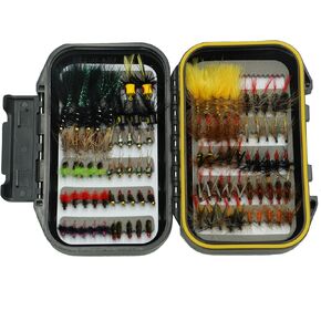 Box of Fly Fishing Flies Assortment Kit River and Lake Fishing with Multiple Hooks 100pcs Fly Fishing Dry Lures Fly Fishing Wet Lures Fly Fishing Lures Dry Seal Box