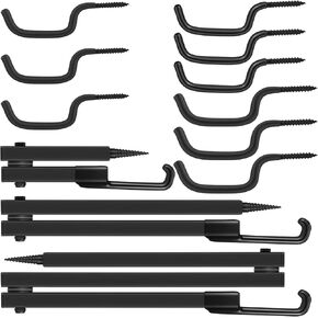 3 Pack Folding Tree Stand Bow Hanger with 9 Screw in Accessory Hook 3 Size Hunting Tree Stand Accessories, Black