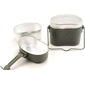 Military Mess Tin, German Style Aluminum Mess Kit Portable Outdoor 3 in 1 Lunch Box Cookware for Outdoor Camping