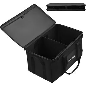 45L Camping Organizer, 1680D Heavy Duty Waterproof Camping Storage for Camping Cooking Utensils and Camping Cookware, with Hard Bottom, Camping Bag with Zippered Lid for RV, Hiking