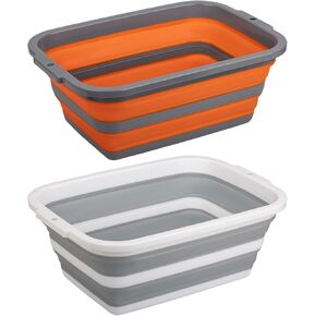 2 Pack Portable Sink with 2.25 Gal / 8.5L Each, Collapsible Tub for Washing Dishes, Outdoor, Camping and Hiking, Wash Basin for Home and Garden, Storage Bins for House