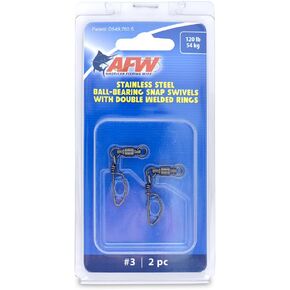 American Fishing Wire Stainless Steel Ball Bearing Snap Swivels with Double Welded Rings