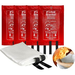 40" x 40" Emergency Fire Blanket - Flame Suppression Fiberglass Blankets for Home, Kitchen, Camping, Car, Office, Warehouse, Emergency Survival Safety - Fire Extinguisher Alternative (2, 40*40)