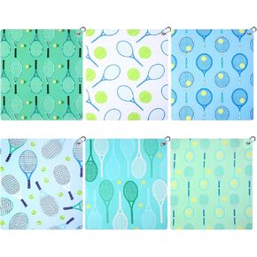 6 Pcs Soft Tennis Towel 15 x 17 Inch Absorbent Fast Drying Tennis Towel Tennis Gift for Women Funny Hand Towel with Clip for Women Men Sports Player Fitness Tennis Accessories