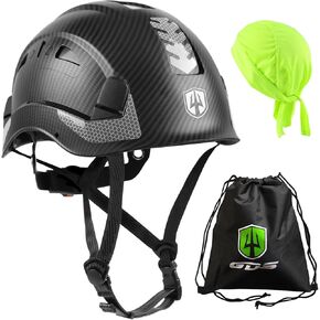 GREEN DEVIL Safety Helmet Hard Hat with Chin Strap Vented Lightweight Adjustable Hardhat for Men Women with Hi-Viz Design Ideal for Tree Climbing Work at Height