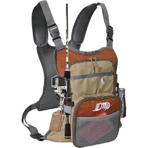 Fly Fishing Chest Pack, Lightweight Small Fishing Backpack, Fishing Chest Pack with Multi-Compartment, Small Fishing Bag Fits up to 4 Tackle/Fly Boxes (Orange + Gray)