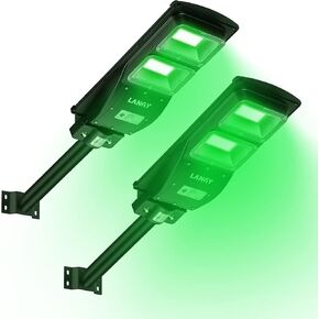 2 Pack LANGY Hog Hunting Lights, Solar Green Light for Hunting Hogs Deers,Motion Activated Feeder Lights with Remote with 19" Bracket