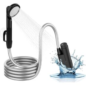 Portable Shower Camping Shower, Outdoor Camp Shower Pump with Intelligent Digital Display, Rechargeable Camping Shower Kit Handheld Shower Head kit for Camping, Beach Pool Rinsing, Pet Cleaning