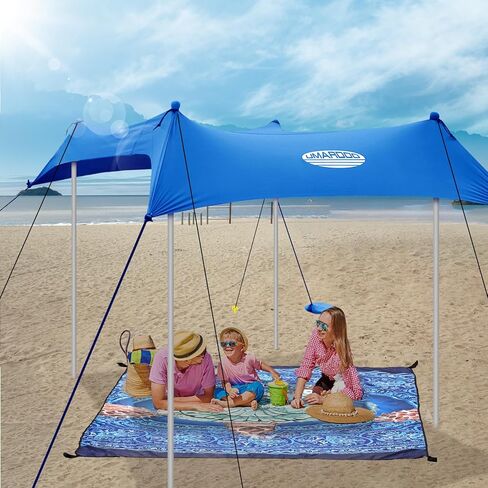 UMARDOO Beach Blanket Waterproof Large Beach Mat Sandproof 86.6" X 70.8", Compact Sand Free Mat Quick Drying Fits Up to 6 People with Storage Bag - Family Vacation Essentials (Blue) in Kuwait