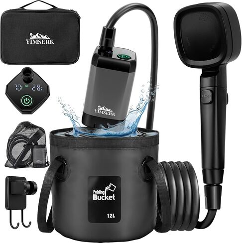 7800mAh Portable Shower for Camping, Rechargeable Electric Outdoor Shower Kit with Handbag, Filtered Shower Head, IPX7 Waterproof Shower Pump for Camp, Hiking, Car Washing, Pet Bath in Kuwait