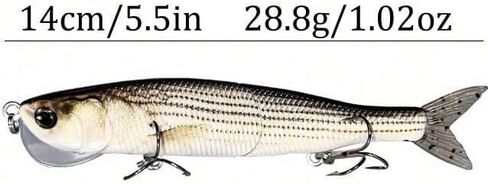 Topwater Artificial Bionic Wobbler Fishing Lure, 5.5in/1.02oz Slow Sinking Simulation Multi Jointed Hard Bait, Fishing Accessories for Freshwater & Saltwater in Saudi Arabia