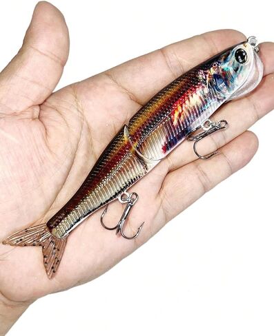 Topwater Artificial Bionic Wobbler Fishing Lure, 5.5in/1.02oz Slow Sinking Simulation Multi Jointed Hard Bait, Fishing Accessories for Freshwater & Saltwater in Saudi Arabia