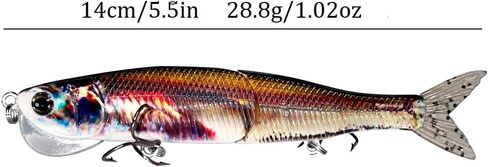 Topwater Artificial Bionic Wobbler Fishing Lure, 5.5in/1.02oz Slow Sinking Simulation Multi Jointed Hard Bait, Fishing Accessories for Freshwater & Saltwater in Saudi Arabia