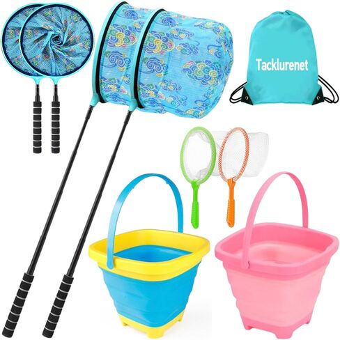 Kids Fishing Net, Aluminum Alloy Fishing Net Telescoping Handle, Foldable Heach Huckets for Kids, Butterfly Net with Storage Bag, Beach Net for Kids, Small Fishing Net, Butterfly Net for Kids in Saudi Arabia