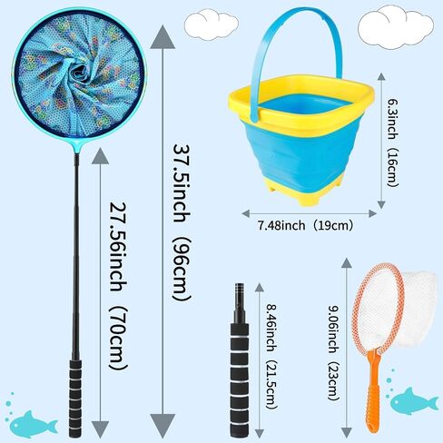 Kids Fishing Net, Aluminum Alloy Fishing Net Telescoping Handle, Foldable Heach Huckets for Kids, Butterfly Net with Storage Bag, Beach Net for Kids, Small Fishing Net, Butterfly Net for Kids in Saudi Arabia
