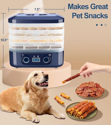 آلة تجفيف الطعام، مجفف للأغذية والمتشنج مع درجة حرارة قابلة للتعديل (95-158 درجة فهرنهايت) ومؤقت 48 ساعة، مجفف طعام رقمي مع 5 صواني، مجفف طعام كهربائي للحوم ومكافآت الحيوانات الأليفة والأعشاب in Kuwait