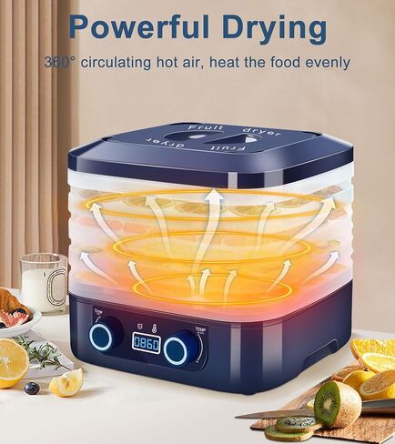 آلة تجفيف الطعام، مجفف للأغذية والمتشنج مع درجة حرارة قابلة للتعديل (95-158 درجة فهرنهايت) ومؤقت 48 ساعة، مجفف طعام رقمي مع 5 صواني، مجفف طعام كهربائي للحوم ومكافآت الحيوانات الأليفة والأعشاب in Kuwait