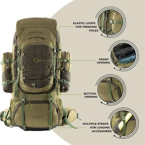 TriPole Walker Pro Rucksack for Trekking and Hiking (Olive Green, 60) in Saudi Arabia