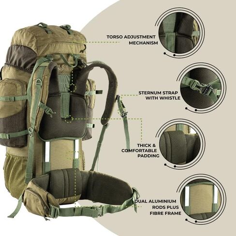 TriPole Walker Pro Rucksack for Trekking and Hiking (Olive Green, 60) in Saudi Arabia