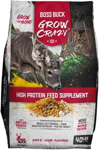 بوس باك جرو كريزي 40 رطل مكمل غذائي عالي البروتين للغزلان متعدد الاستخدامات عالي الدهون والطاقة جاذب للصيد in Kuwait