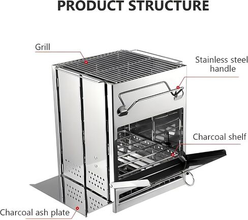 Mini Wood Burning Portable Folding Camp Stove with Carry Bag,Stormproof Design Stainless Steel Outdoor Cooking Stove for Backpacking, BBQ, and Picnic (Medium) in Saudi Arabia