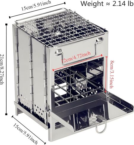 Mini Wood Burning Portable Folding Camp Stove with Carry Bag,Stormproof Design Stainless Steel Outdoor Cooking Stove for Backpacking, BBQ, and Picnic (Medium) in Saudi Arabia