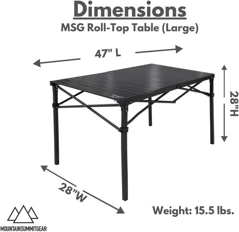 MOUNTAIN SUMMIT GEAR Heavy-Duty Roll-Top Table for Camping (Large) - Portable Aluminum-Top Folding Table with Steel Frame by Caddis Sports in Saudi Arabia