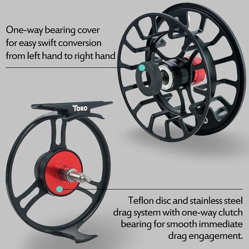 Toro Series Fly Fishing Reel with Large Arbor, CNC-Machined Aluminum Alloy Body: 3/4, 5/6, 7/8 wt in Blue, Green, or Black in Saudi Arabia
