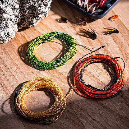 Goture Tenkara Line 2 PCS Fishing Tapered Float Polyester Line Furled Braided Tippet Ring Fly Line 12ft/3.6m Lengths 3 Colors with Yellow&Black/Gold/Orange&Black in Kuwait