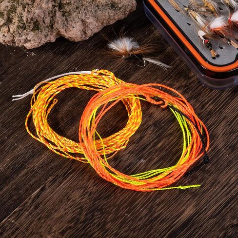 خط Goture Tenkara قطعتين لصيد الأسماك مدبب من البوليستر خط طائر مضفر ملفوف بطول 12 قدم/3.6 متر 3 ألوان مع الأصفر والأسود/الذهبي/البرتقالي والأسود in Saudi Arabia