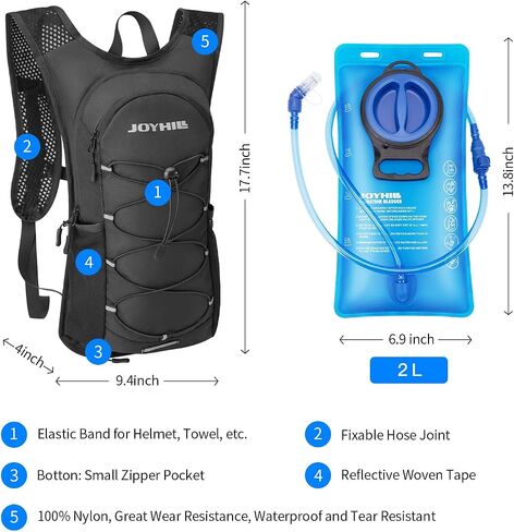 JOYHILL TPU Hydration Bladder,1.5L 2L 3L Water Bladder for Hiking Backpack BPA Free Leak Proof Hydration Pack in Saudi Arabia
