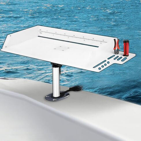 Boat Cutting Board 25.1" x 13", Bait Board/Fillet Table with Separate Tool Slots, 360° Adjustable Rod Holder Fishing Fillet Table with Scale, Extended Boat Fish Cleaning Table in Kuwait