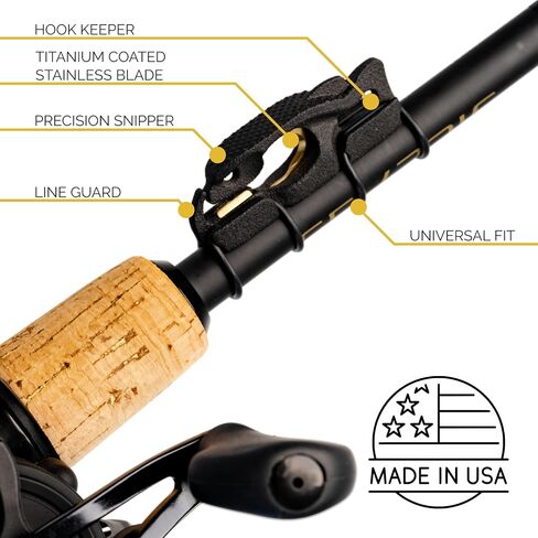 FinMan Multitool & Stow | Rod Mounted Line Cutter & Hook Keeper for Tackle Changes | Prevent Tangles, Keep Hooks Safe and Sharp, and Secure Weights | Easy to Install & Made in The USA in Saudi Arabia