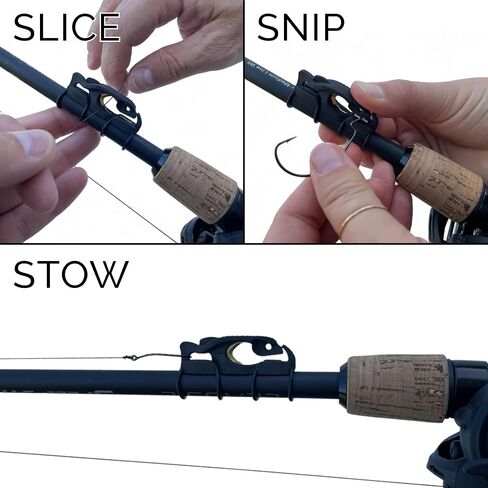 FinMan Multitool & Stow | Rod Mounted Line Cutter & Hook Keeper for Tackle Changes | Prevent Tangles, Keep Hooks Safe and Sharp, and Secure Weights | Easy to Install & Made in The USA in Saudi Arabia