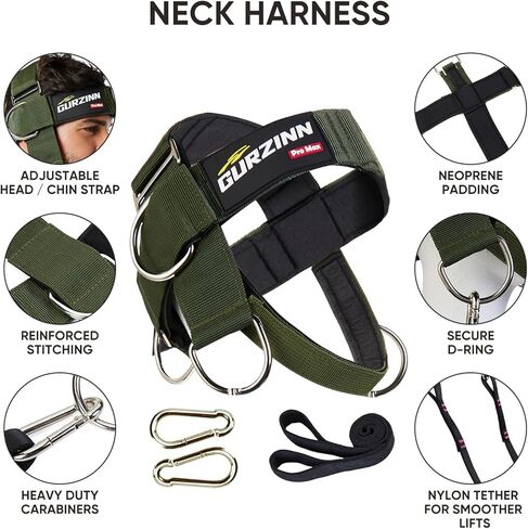 سرج للرقبة مبطن لتدريب القوة - تحسين قوة الرقبة وتقليل آلام الرقبة، مدرب للرقبة مع حبل عالي التحمل 40 بوصة/100 سم، حزام من النيوبرين قابل للتعديل ومتعدد الاتجاهات، حزام للرقبة للصالة الرياضية والاستخدام المنزلي in Kuwait